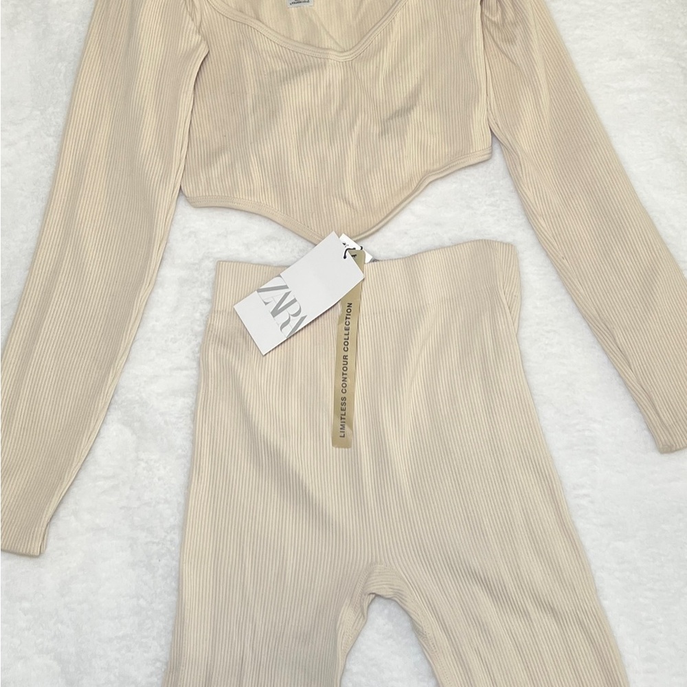 Zara Cream Ribbed Jumpsuit